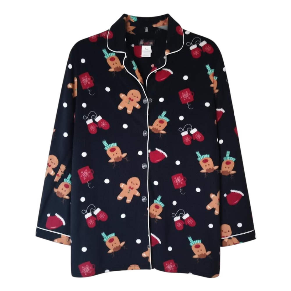 Angelina Black Gingerbread Pajama Top